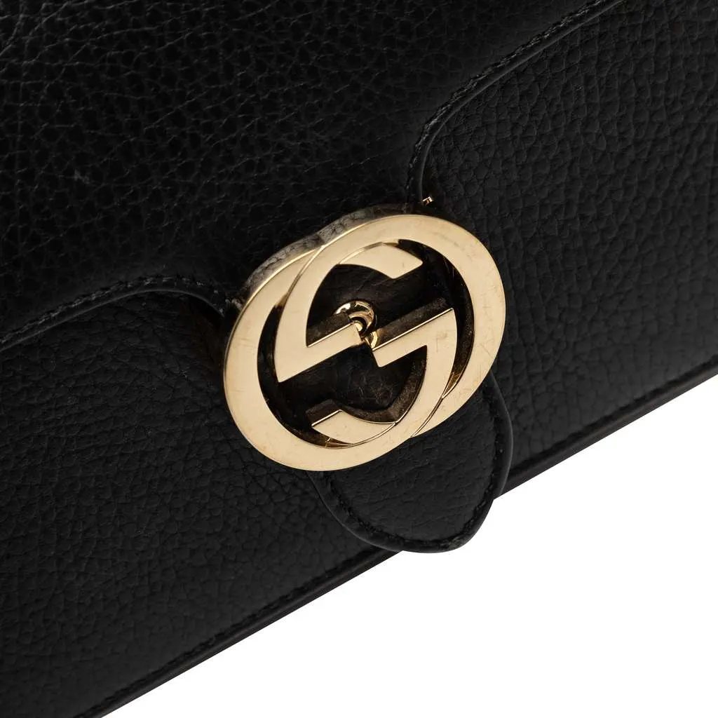 Gucci Small Dollar Calfskin Interlocking G Crossbody Black Leather Very good - Box View