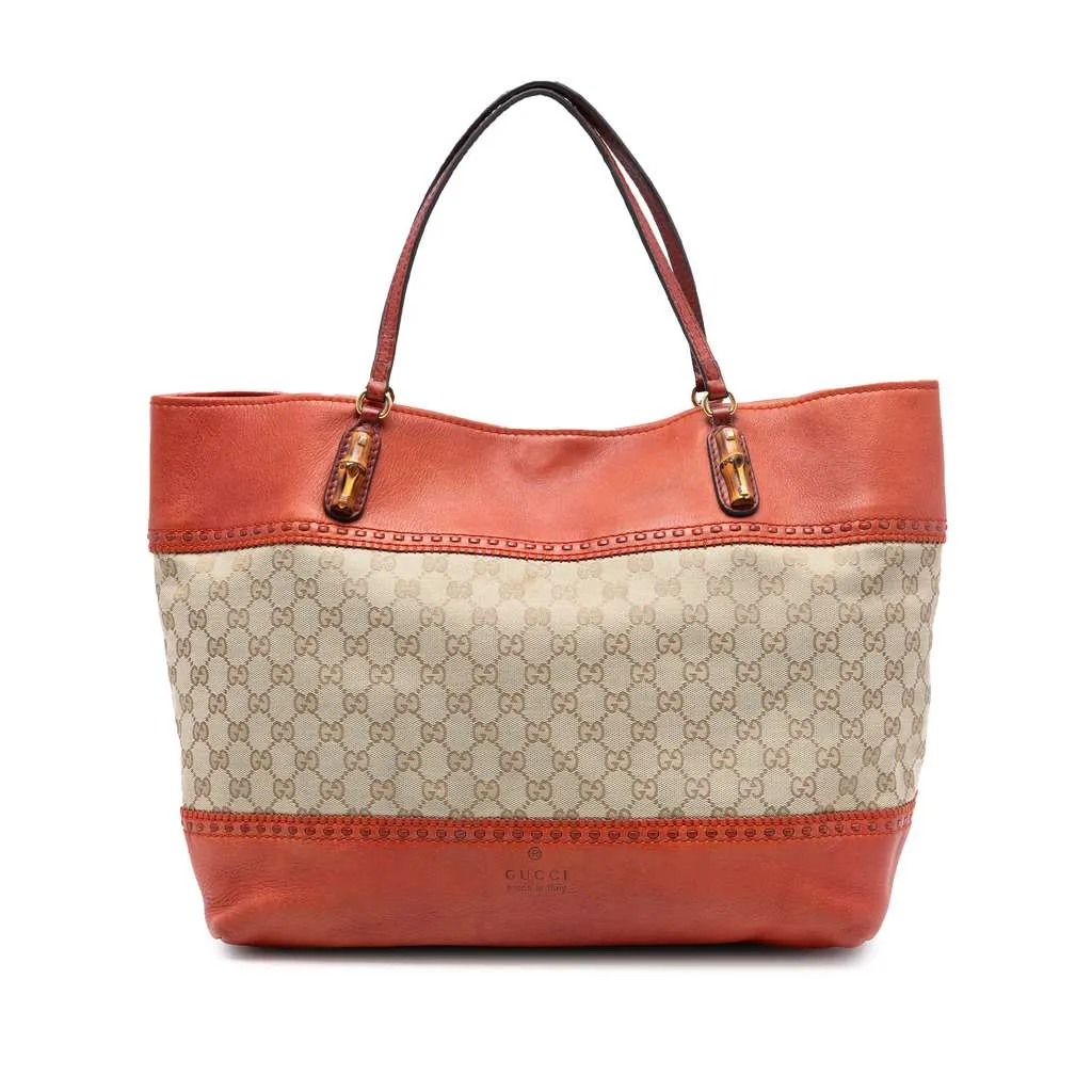 Gucci Large GG Canvas Laidback Crafty Tote Beige Very good - Front View