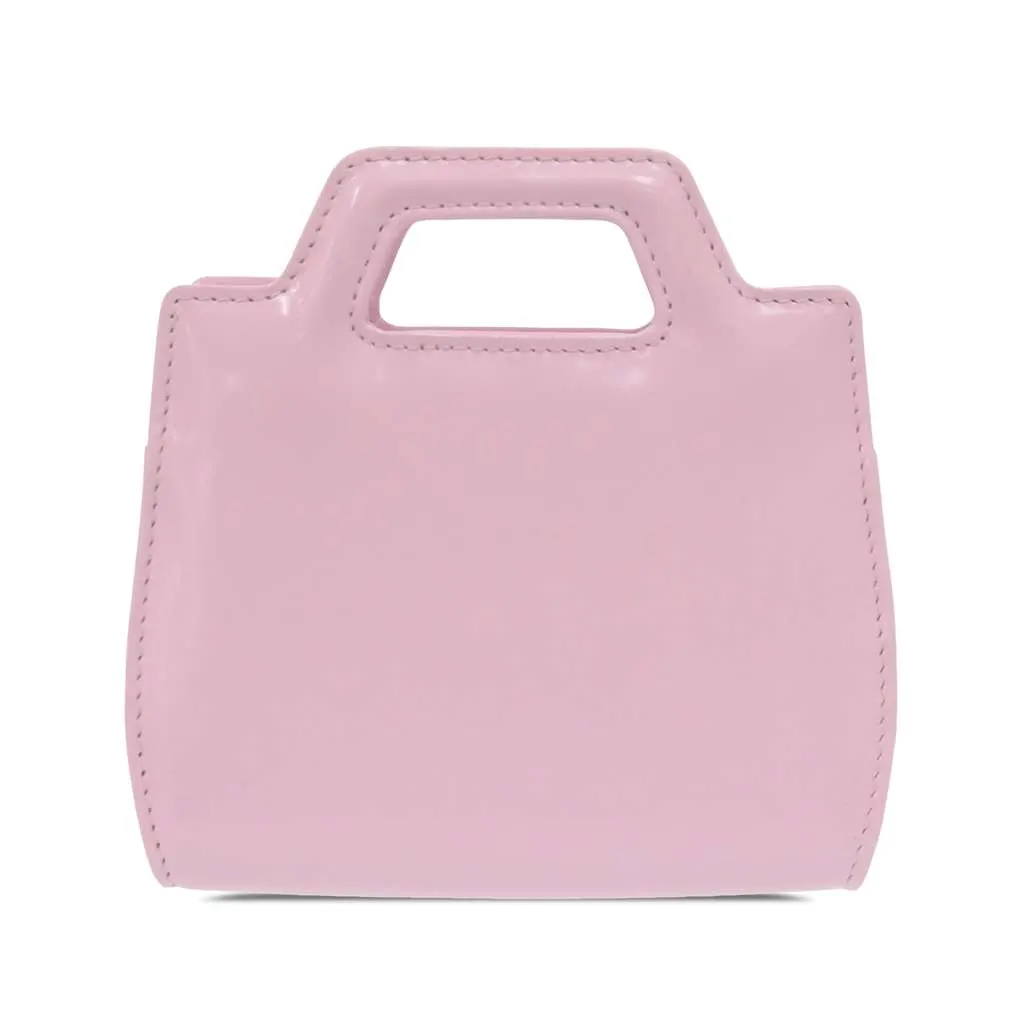 Salvatore Ferragamo Mini Brushed Calfskin Wanda Top Handle Bag Pink Leather Very good - Back View