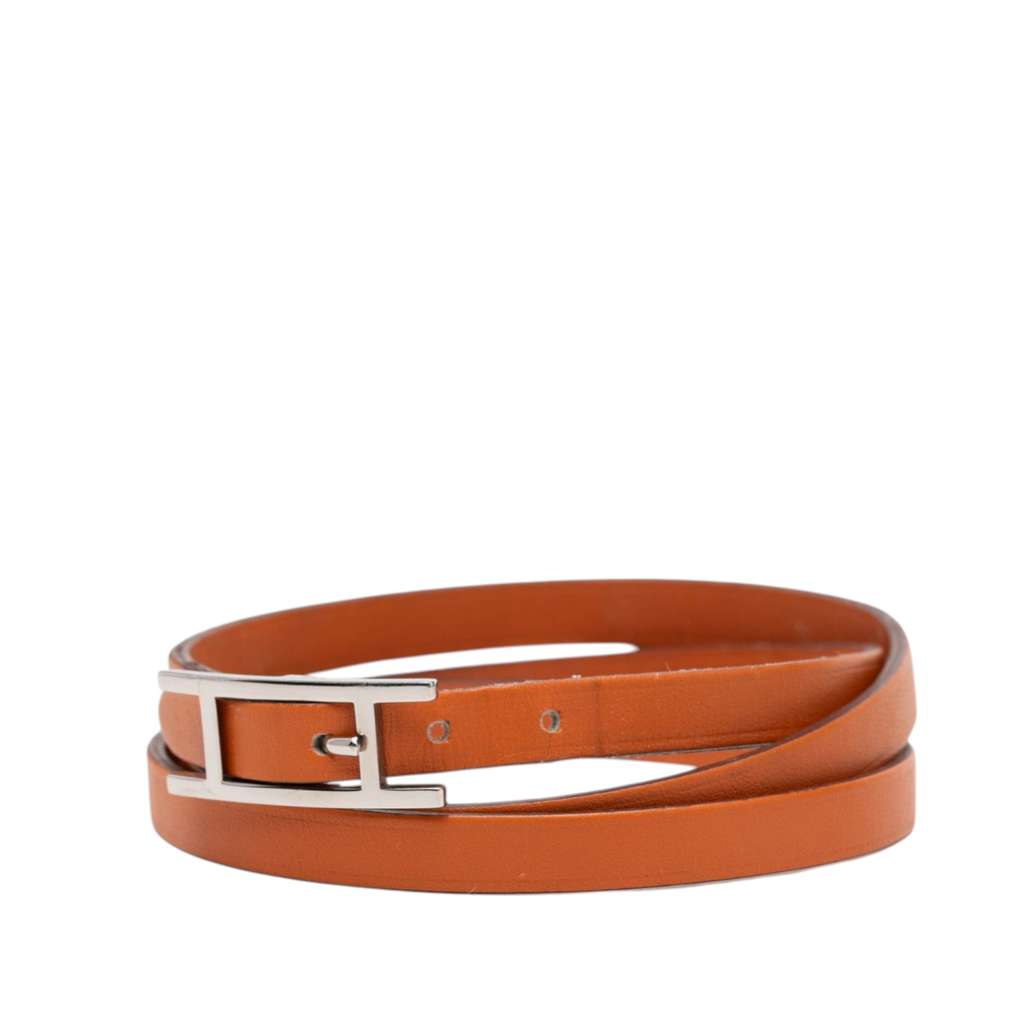 Hermès Leather Hapi 3 Bracelet M Orange Leather Good condition - Back View