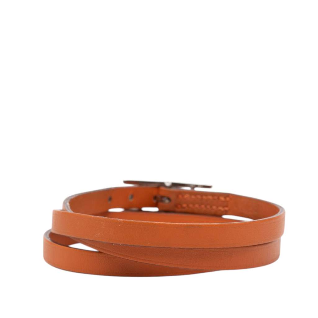 Hermès Leather Hapi 3 Bracelet M Orange Leather Good condition - Inside View