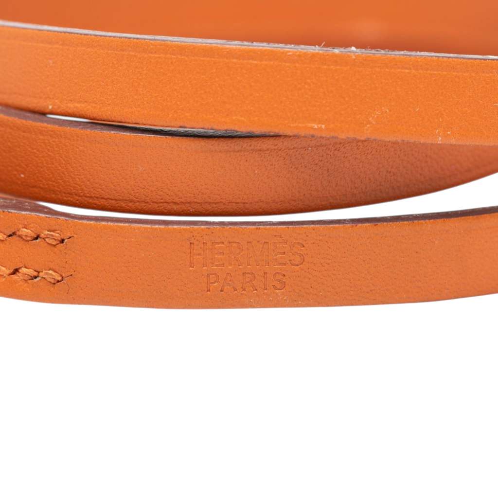 Hermès Leather Hapi 3 Bracelet M Orange Leather Good condition - Model View