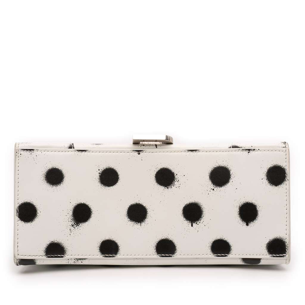 Balenciaga Small Smooth Calfskin Sprayed Polka Dot Hourglass Satchel White Leather Good condition - Inside View