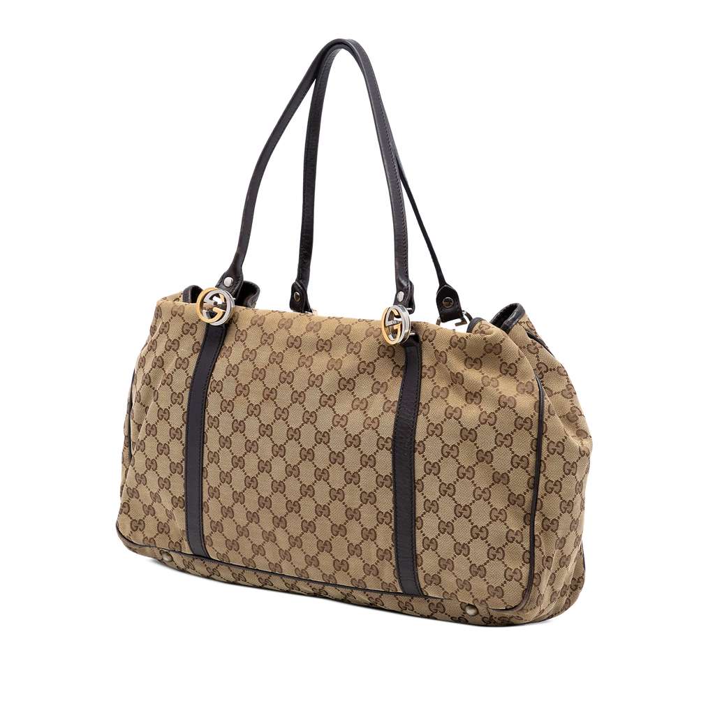 Gucci Large GG Canvas Twins Tote Beige Good condition - Back View