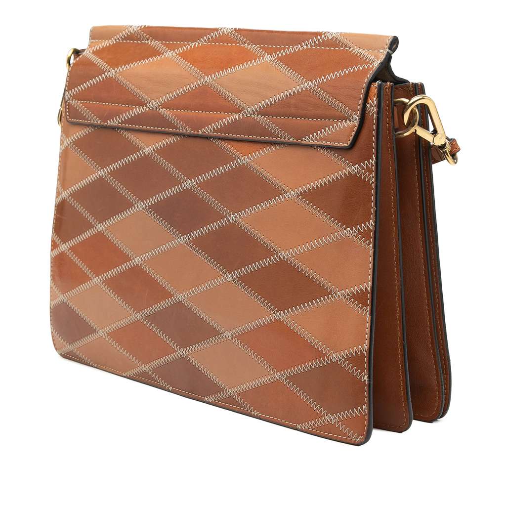 Chloé Medium Calfskin Patchwork Faye Crossbody Brown Leather Good condition - Back View