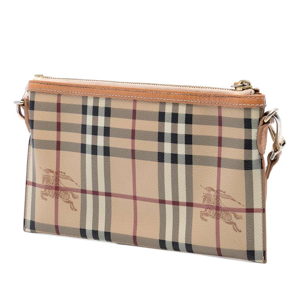 Burberry Haymarket Check Coated Canvas Peyton Crossbody Beige Good condition - Back View