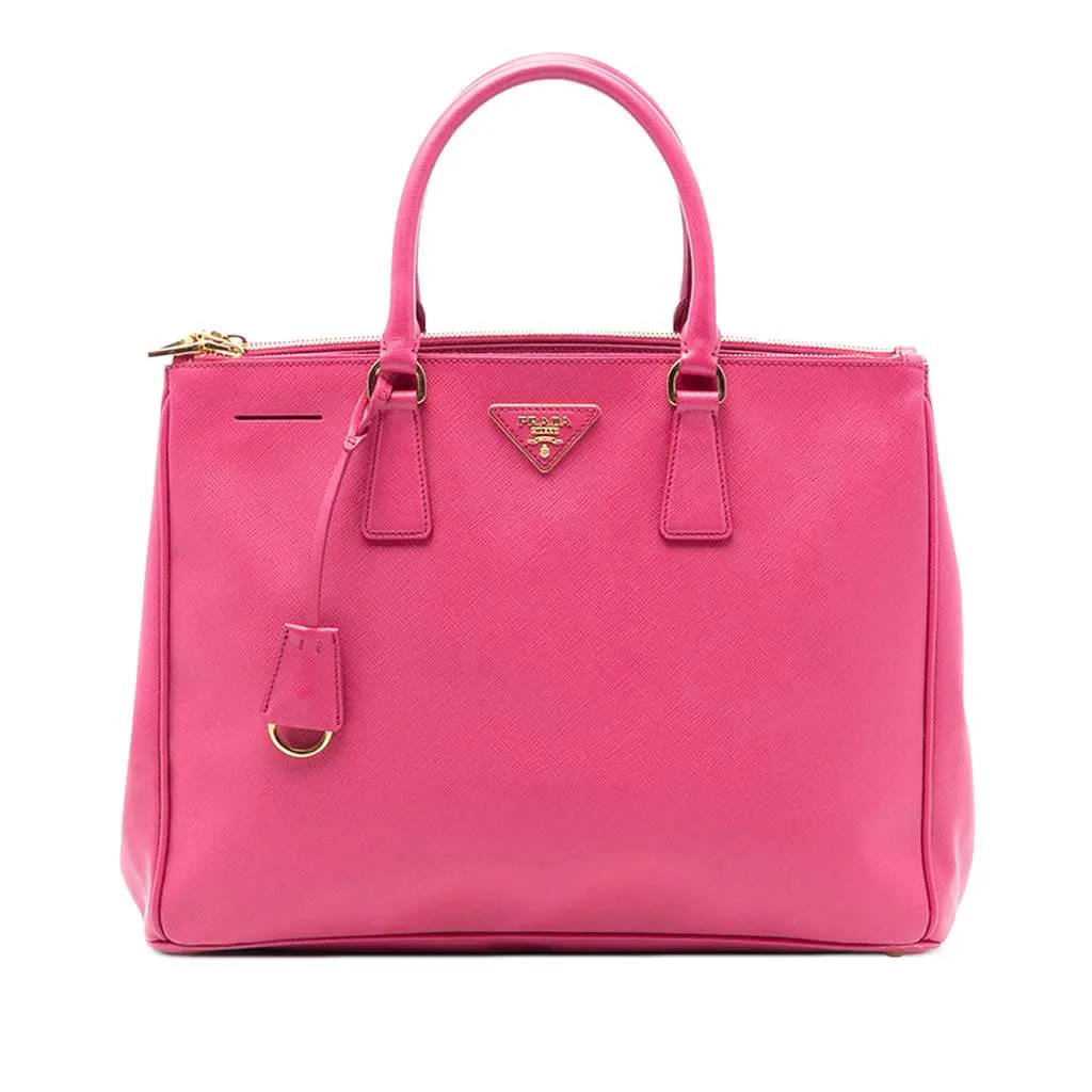 Prada Medium Saffiano Lux Galleria Double Zip Satchel Pink Leather Very good - Front View