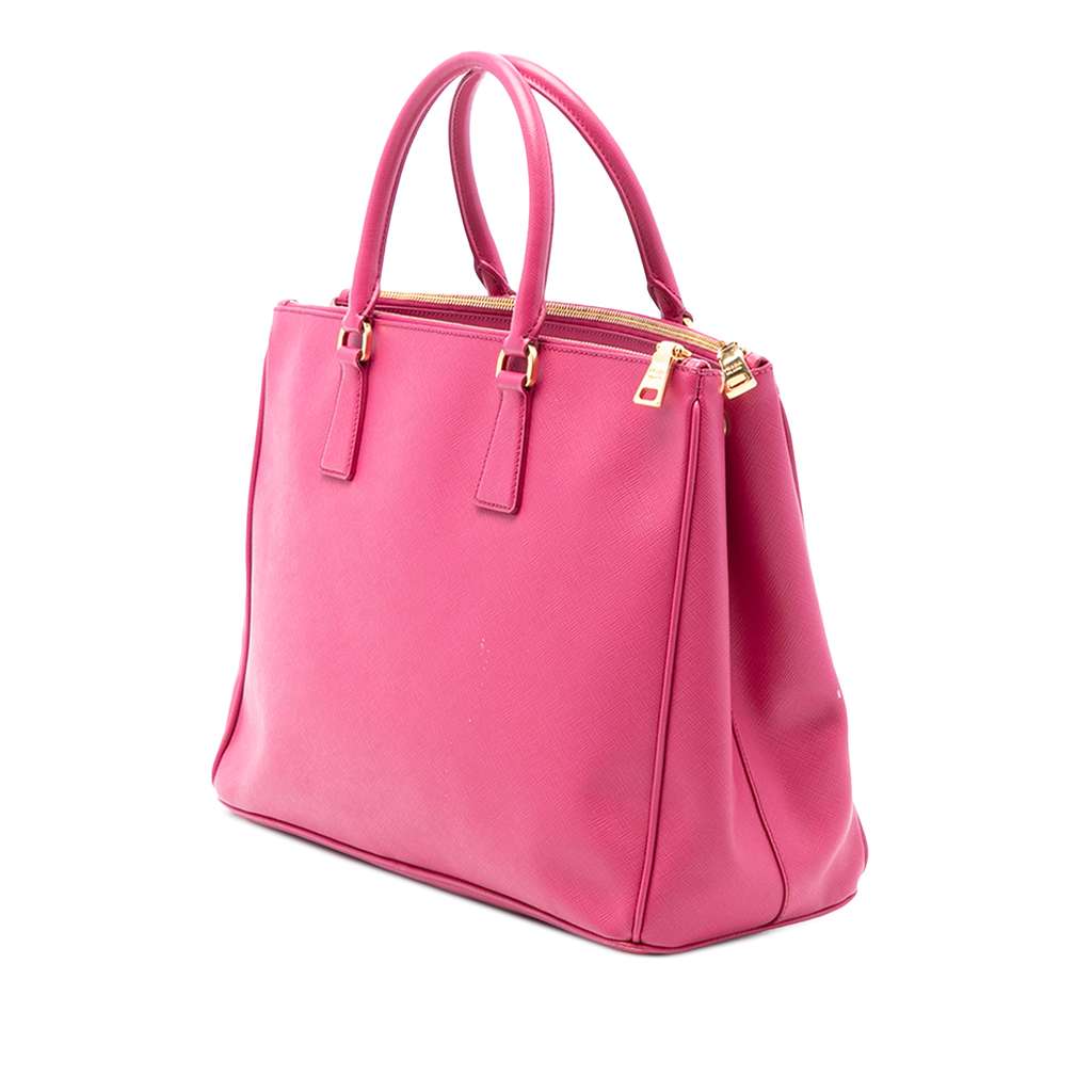 Prada Medium Saffiano Lux Galleria Double Zip Satchel Pink Leather Good condition - Back View