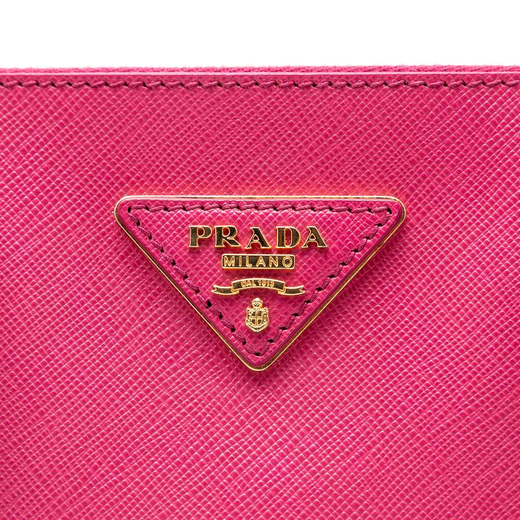 Prada Medium Saffiano Lux Galleria Double Zip Satchel Pink Leather Good condition - Box View