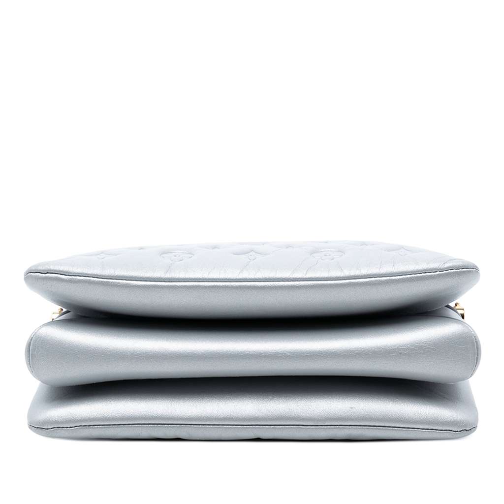 Louis Vuitton Monogram Embossed Puffy Lambskin Coussin PM Silver Leather Good condition - Inside View