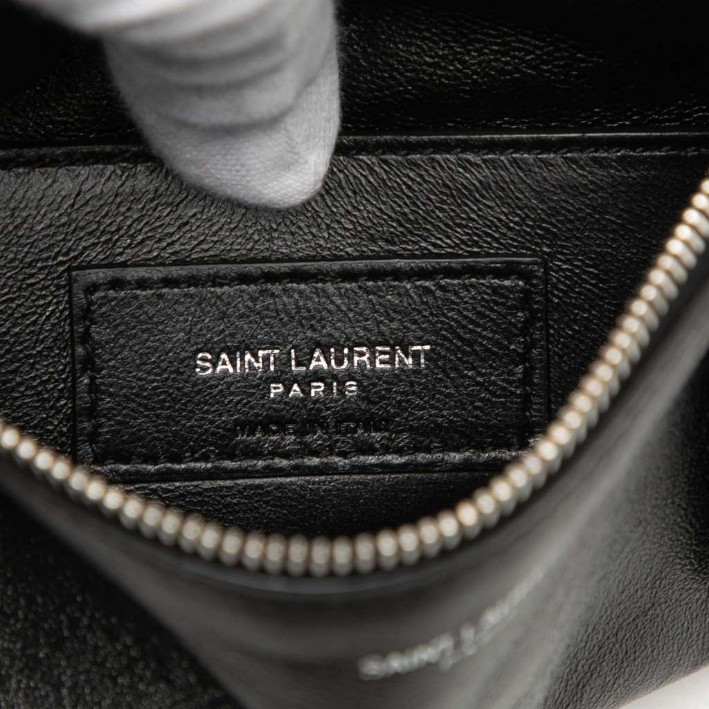 Saint Laurent Antiqued Lambskin Sid Flat Crossbody Black Leather Good condition - Box View