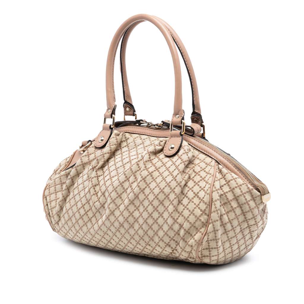 Gucci Diamante Canvas Sukey Satchel Beige Canvas Good condition - Back View
