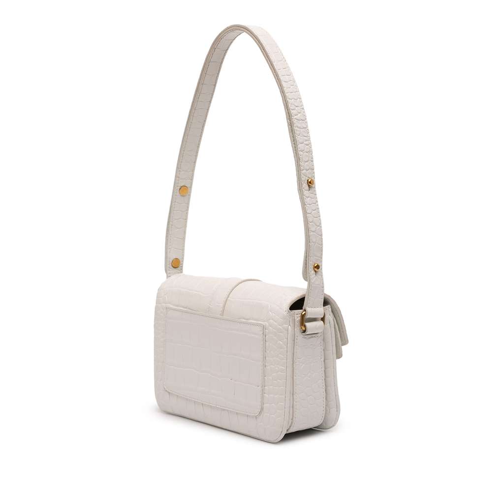 Balenciaga Small Croc Embossed Lady Flap White Leather Good condition - Back View