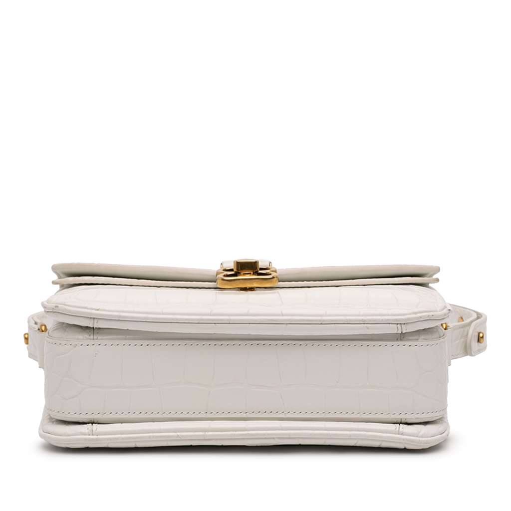 Balenciaga Small Croc Embossed Lady Flap White Leather Good condition - Inside View