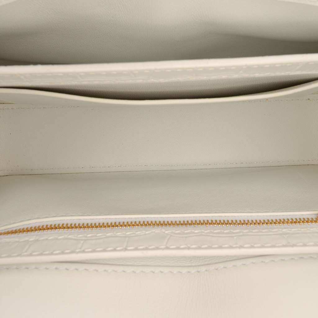 Balenciaga Small Croc Embossed Lady Flap White Leather Good condition - Model View