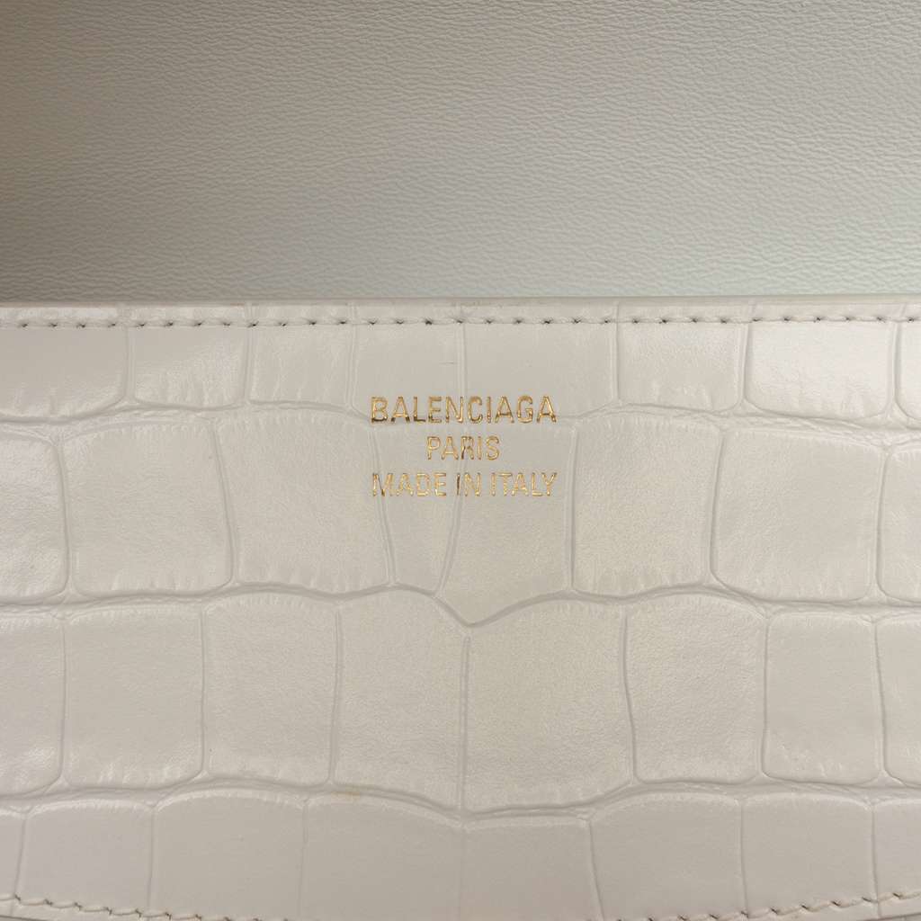 Balenciaga Small Croc Embossed Lady Flap White Leather Good condition - Box View