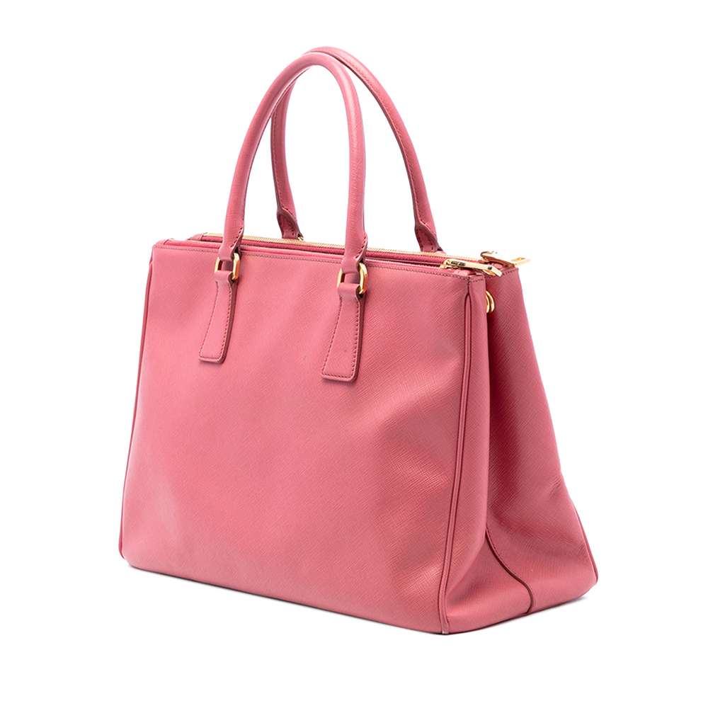 Prada Medium Saffiano Lux Galleria Double Zip Satchel Pink Leather Good condition - Back View