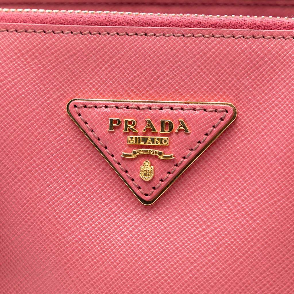 Prada Medium Saffiano Lux Galleria Double Zip Satchel Pink Leather Good condition - Box View