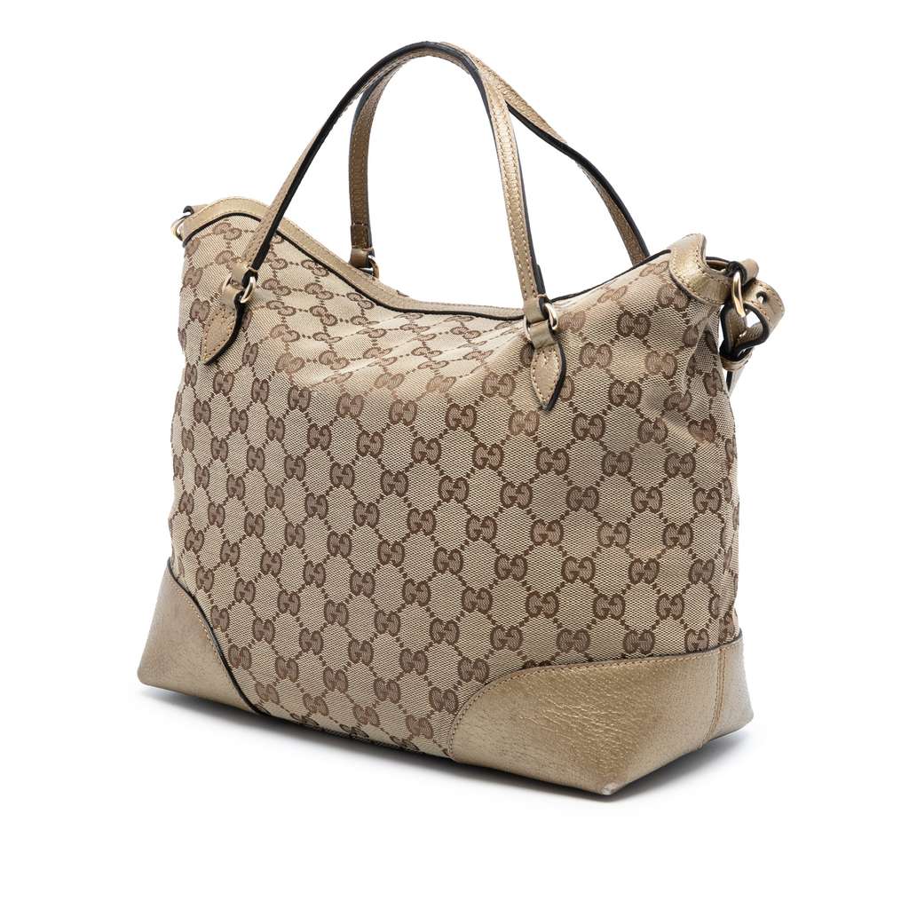 Gucci Medium GG Canvas Bree Fold Over Tote Beige Canvas Good condition - Back View
