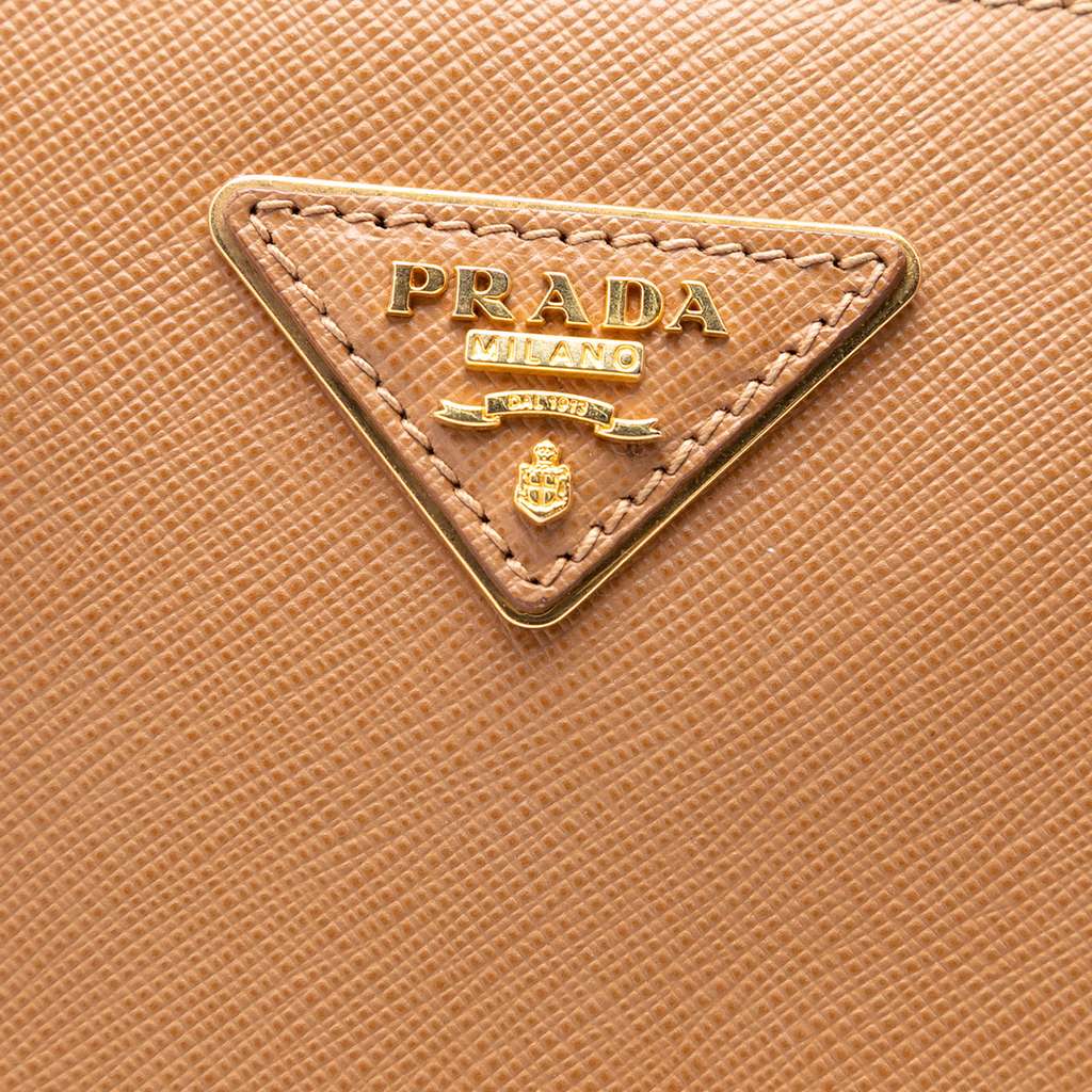 Prada Large Saffiano Lux Galleria Double Zip Tote Brown Leather Good condition - Box View