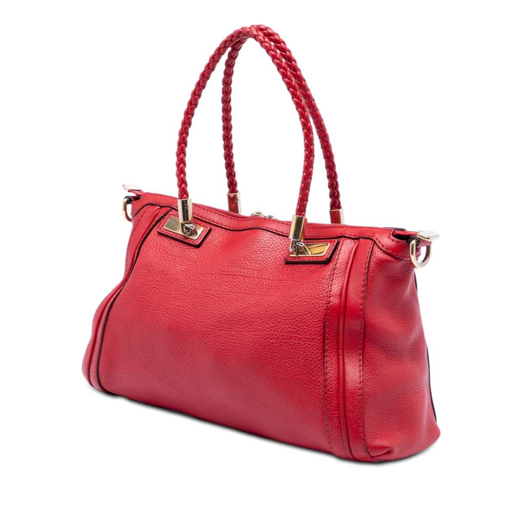 Gucci Pebbled Calfskin Bella Satchel Red Leather Good condition - Back View