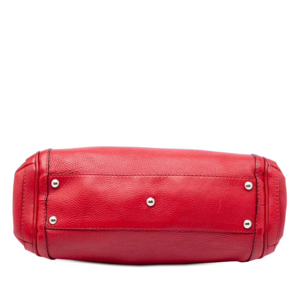 Gucci Pebbled Calfskin Bella Satchel Red Leather Good condition - Inside View