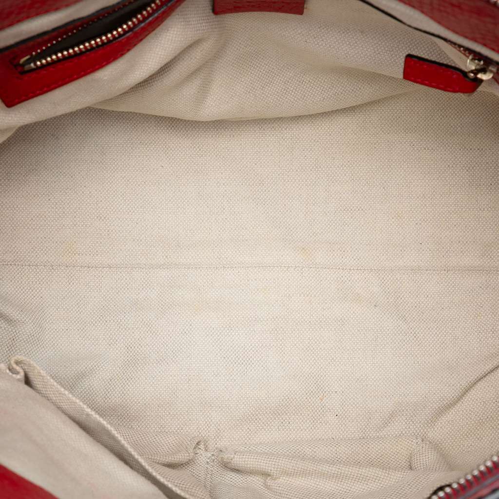 Gucci Pebbled Calfskin Bella Satchel Red Leather Good condition - Model View