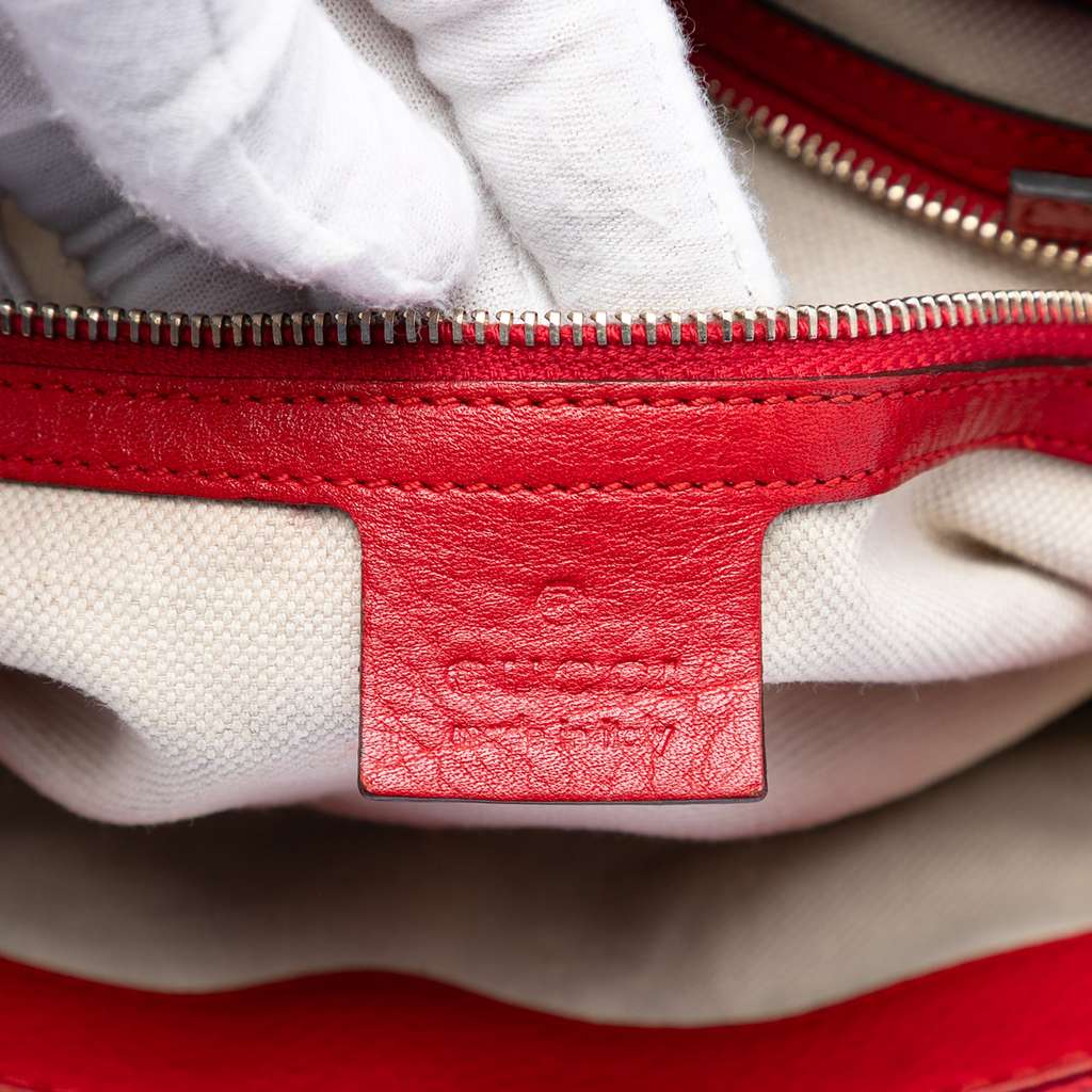 Gucci Pebbled Calfskin Bella Satchel Red Leather Good condition - Box View