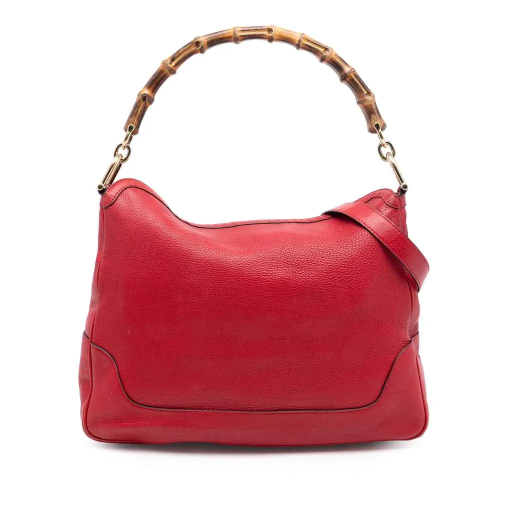 Gucci Calfskin Bamboo Diana Satchel Red Leather Very good - Front View