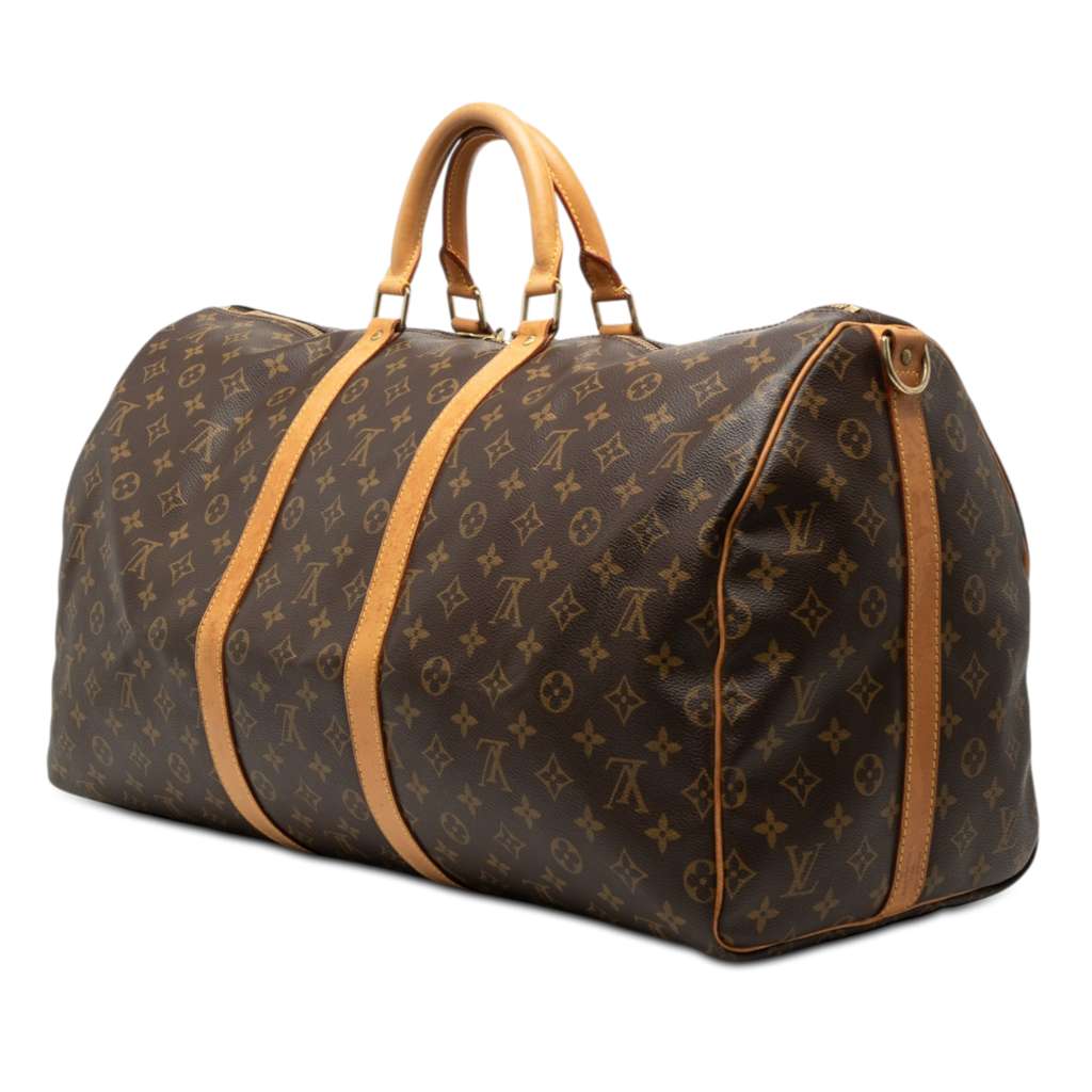 Louis Vuitton Monogram Keepall Bandouliere 55 Brown Fair condition - Back View
