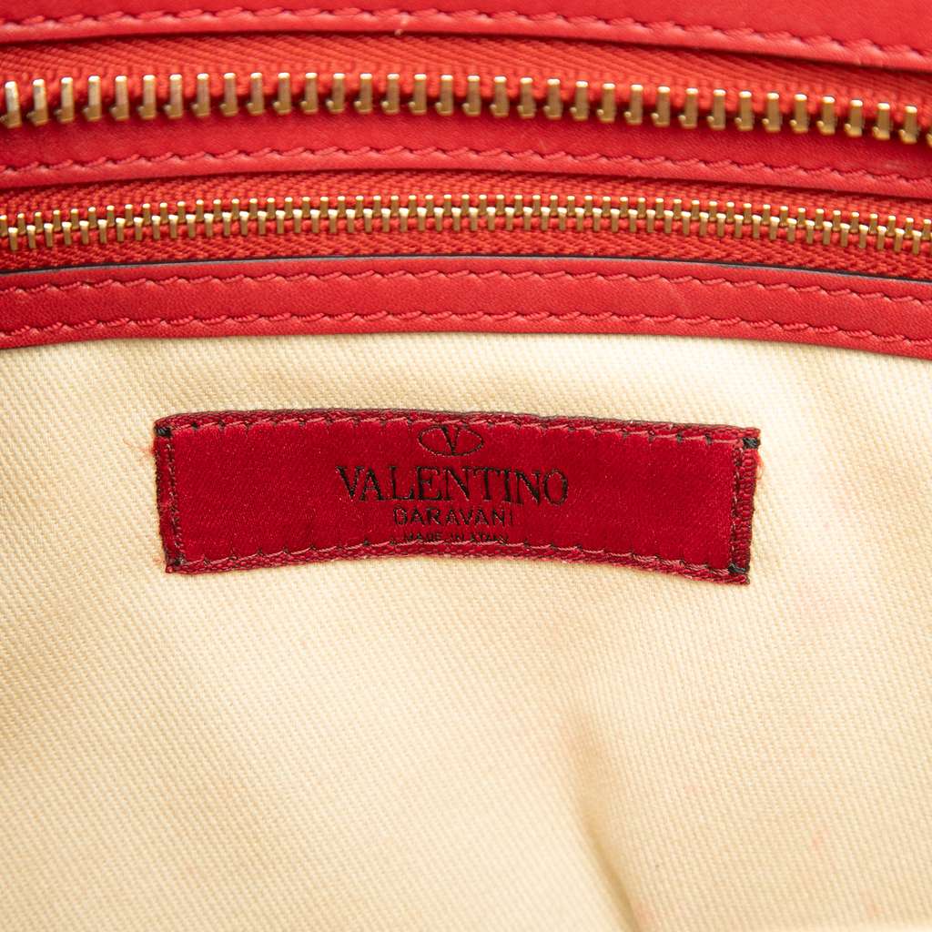 Valentino Medium Leather Rockstud Double Handle Tote Red Leather Good condition - Box View