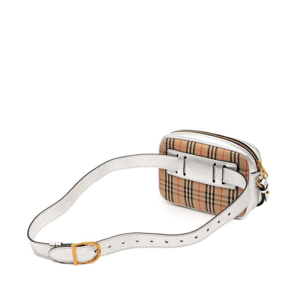 Burberry Haymarket Check Canvas 1983 Link Belt Bag Beige Canvas Good condition - Back View