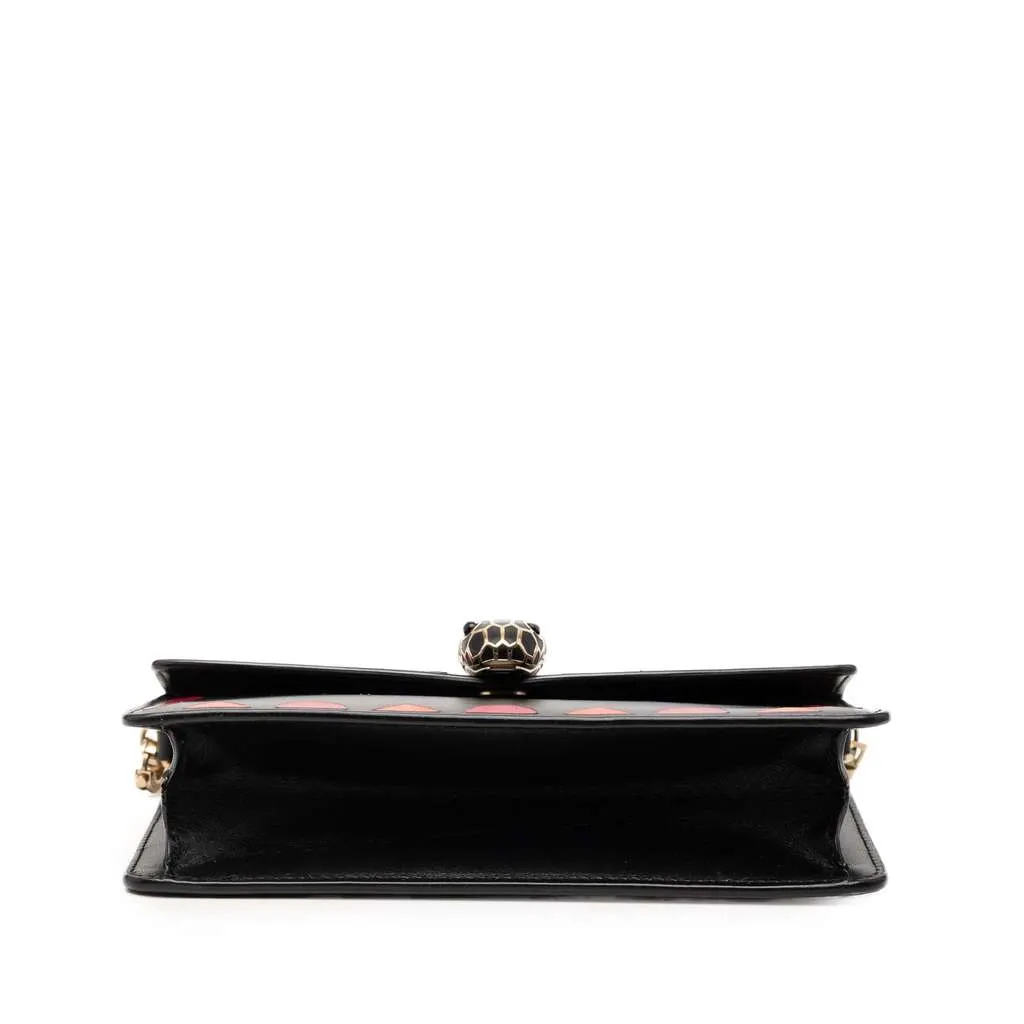 Bvlgari Mini Calfskin Geometric and Stars Patch Serpenti Forever Clutch with Chain Black Leather Very good - Inside View