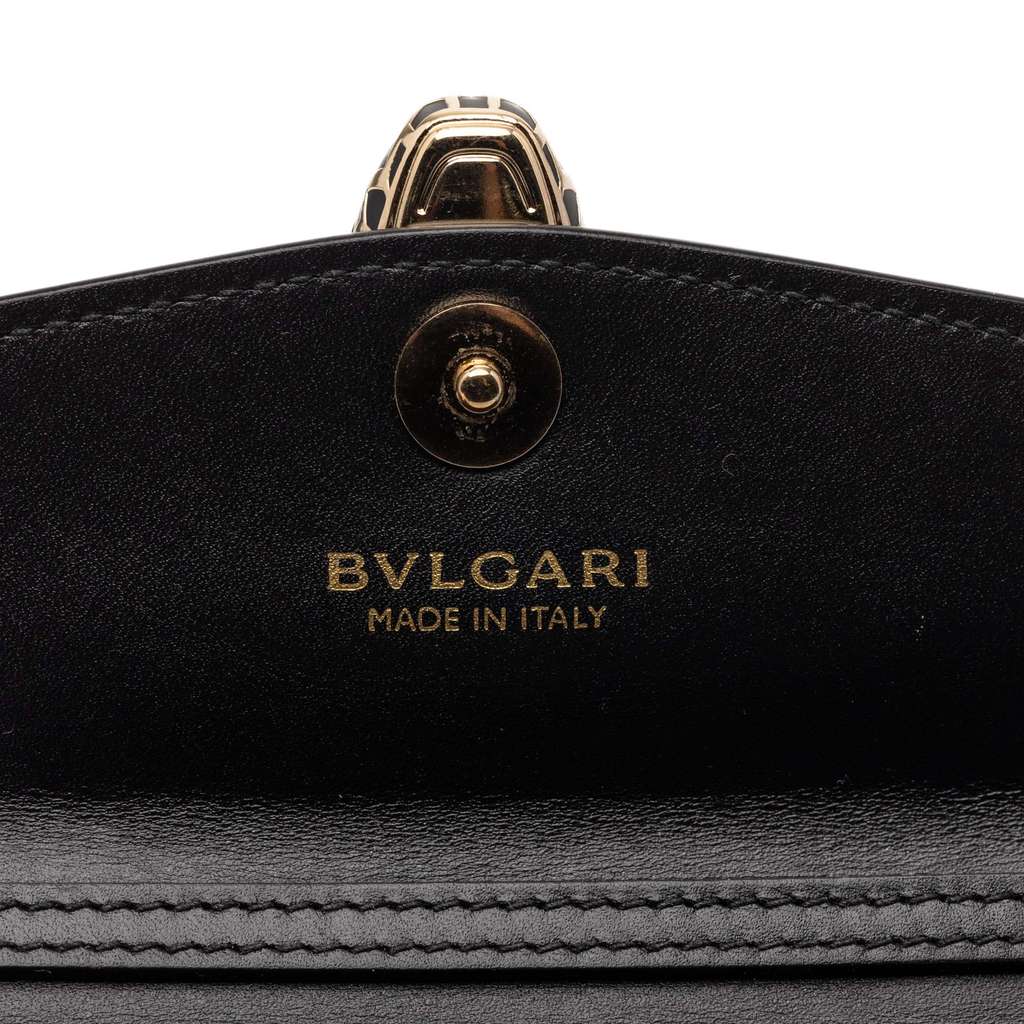 Bvlgari Mini Calfskin Geometric and Stars Patch Serpenti Forever Clutch with Chain Black Leather Good condition - Model View