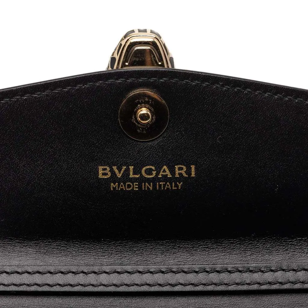 Bvlgari Mini Calfskin Geometric and Stars Patch Serpenti Forever Clutch with Chain Black Leather Very good - Model View