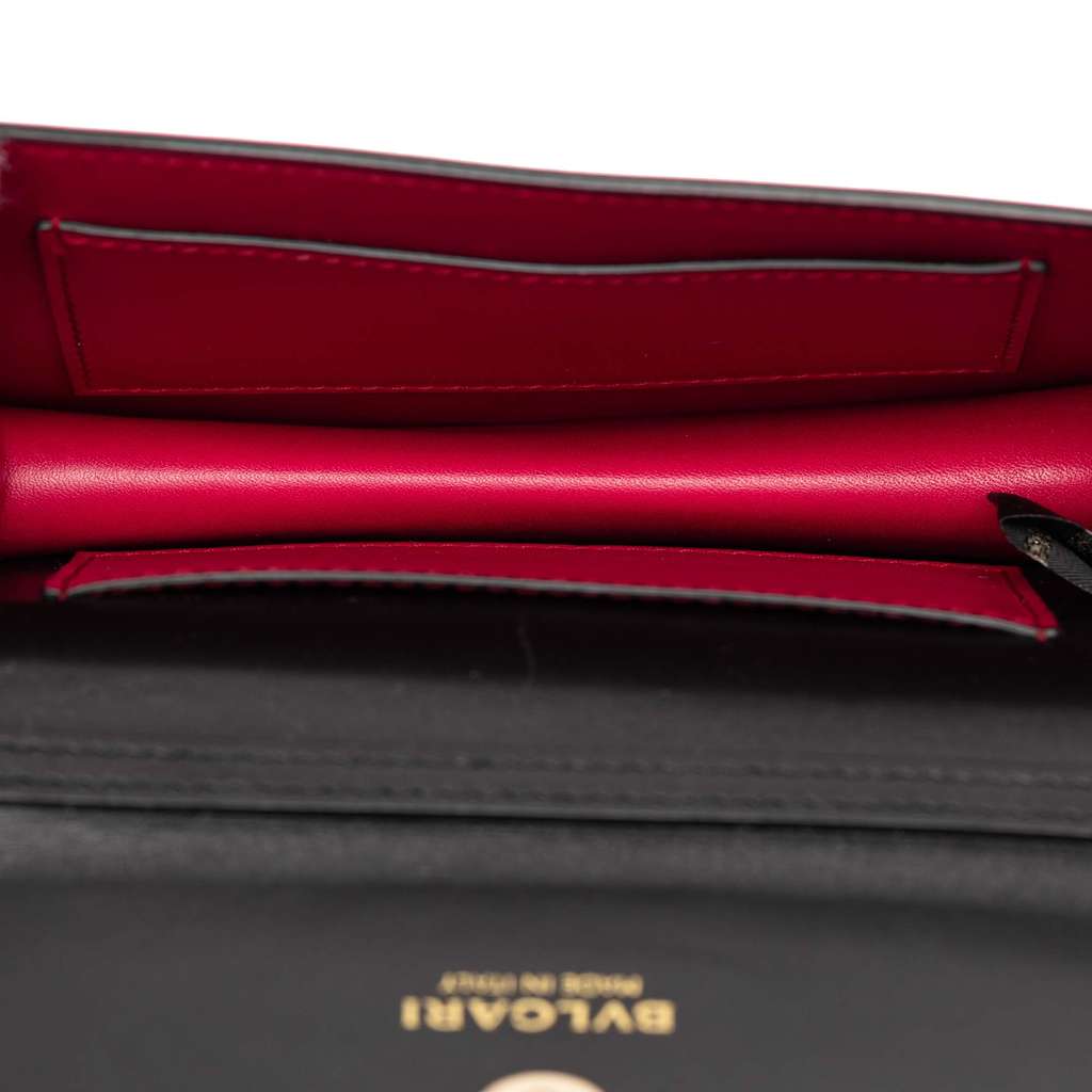 Bvlgari Mini Calfskin Geometric and Stars Patch Serpenti Forever Clutch with Chain Black Leather Good condition - Box View