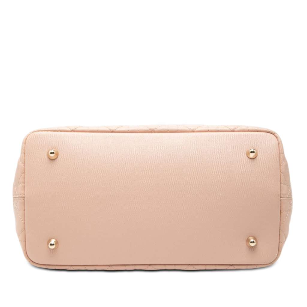 Dior Medium Coated Canvas Cannage Panarea Tote Pink Canvas Good condition - Inside View