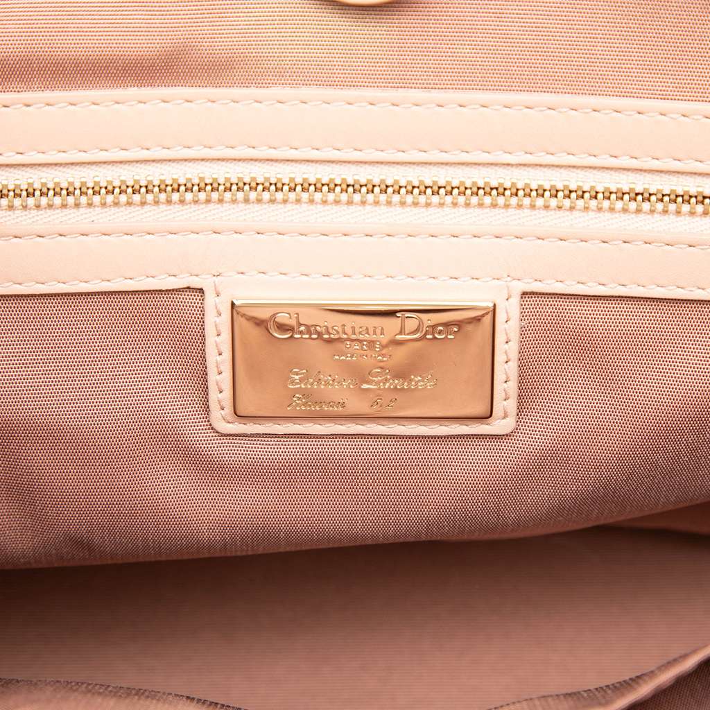 Dior Medium Coated Canvas Cannage Panarea Tote Pink Canvas Good condition - Box View