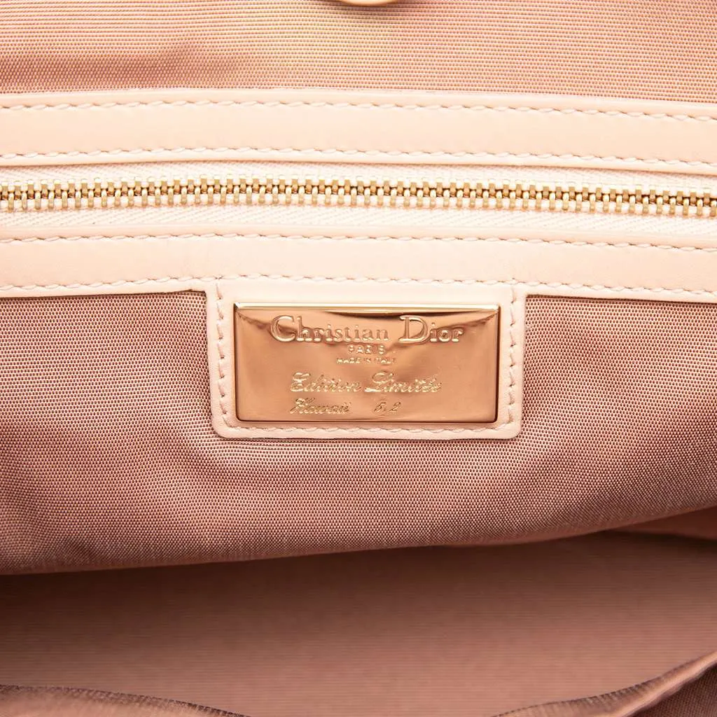 Dior Medium Coated Canvas Cannage Panarea Tote Pink Canvas Very good - Box View