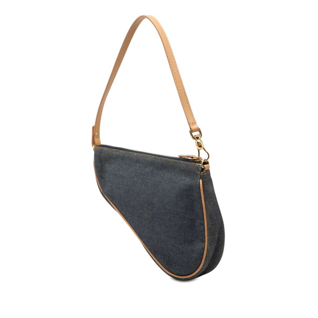 Dior Mini Denim Saddle Pochette Blue Denim Good condition - Back View