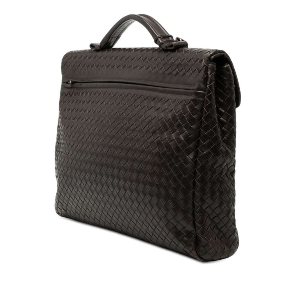 Bottega Veneta Nappa Intrecciato Business Bag Brown Leather Fair condition - Back View