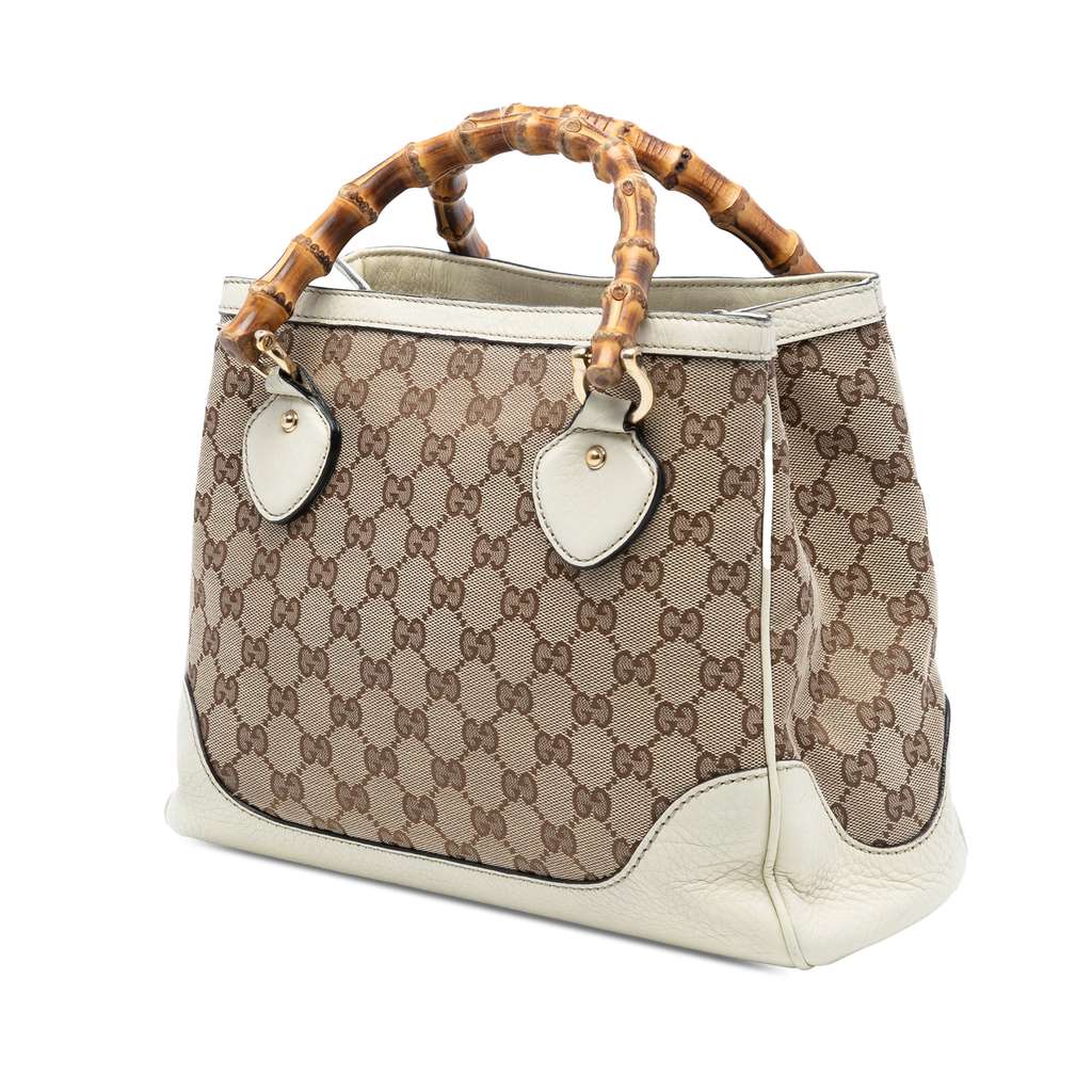 Gucci Small GG Canvas Diana Bamboo Top Handle Tote Beige Good condition - Back View