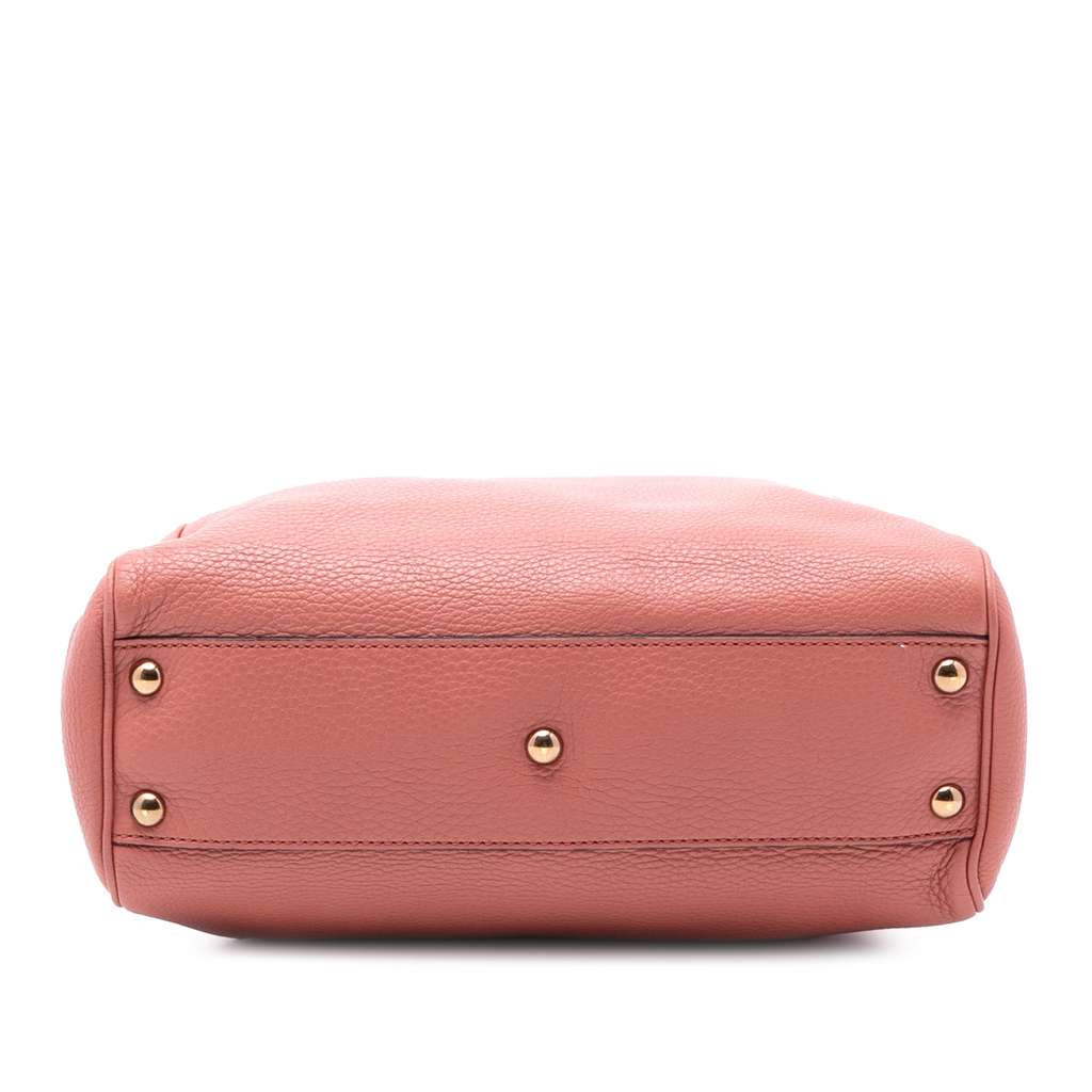 Gucci Small Calfskin Bamboo Shopper Satchel Pink Leather Good condition - Inside View