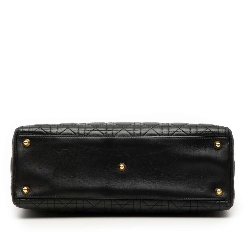 Dior Large Lambskin Cannage Lady Dior Black Leather Good condition - Inside View