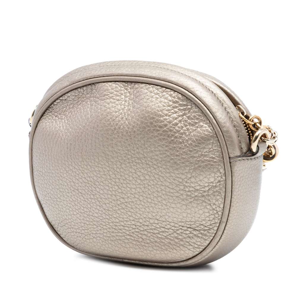 Gucci Mini Metallic Pebbled Calfskin Soho Chain Crossbody Gold Leather Good condition - Back View