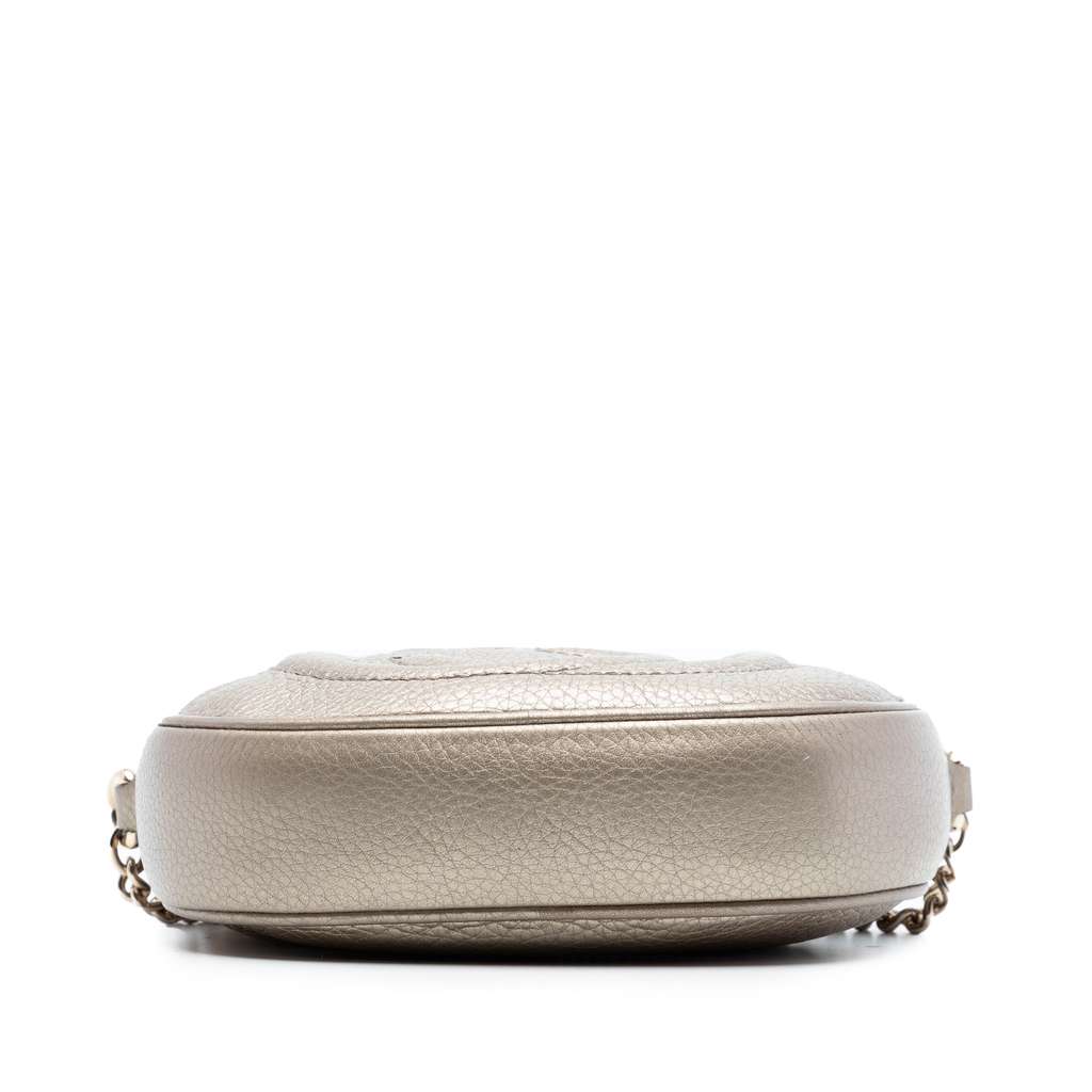 Gucci Mini Metallic Pebbled Calfskin Soho Chain Crossbody Gold Leather Good condition - Inside View