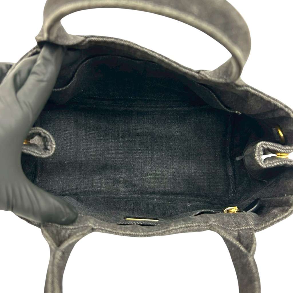 Prada Small Denim Canapa Logo Satchel Black Denim Good condition - Inside View