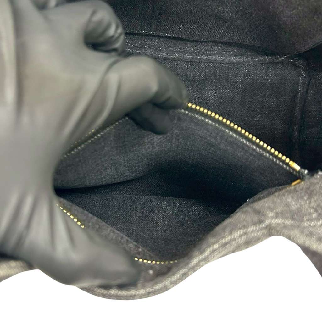 Prada Small Denim Canapa Logo Satchel Black Denim Good condition - Model View