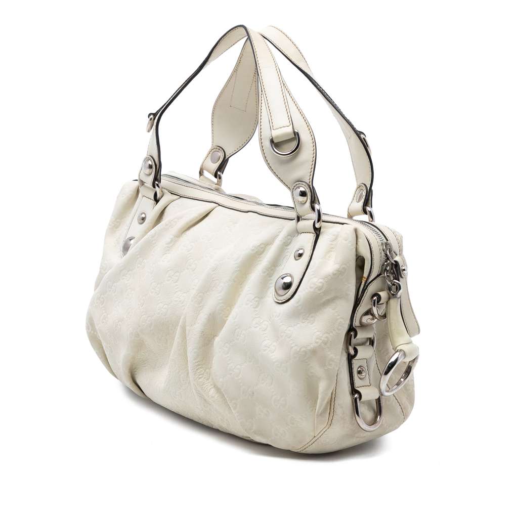 Gucci Guccissima Icon Bit Satchel White Leather Good condition - Back View