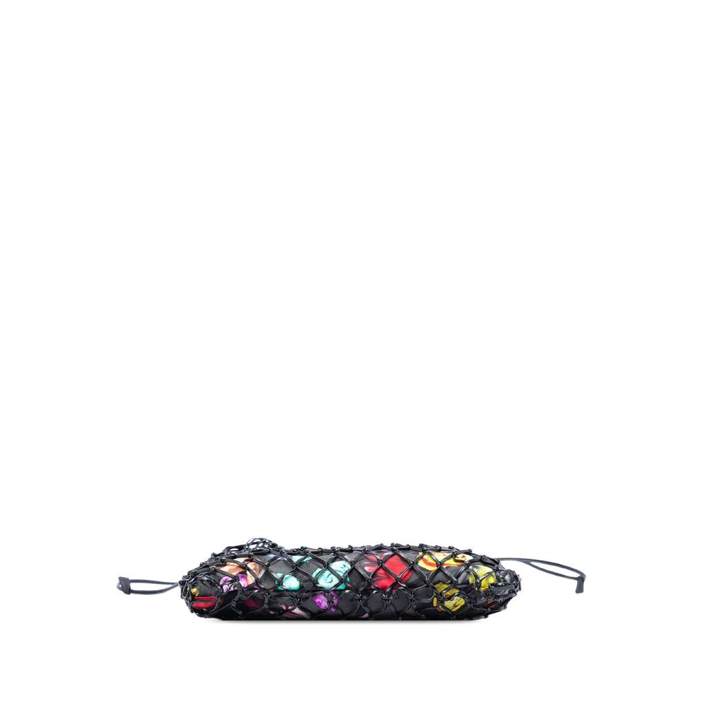 Prada Mesh Leather and Floral Printed Tessuto Tote Black Leather Good condition - Inside View